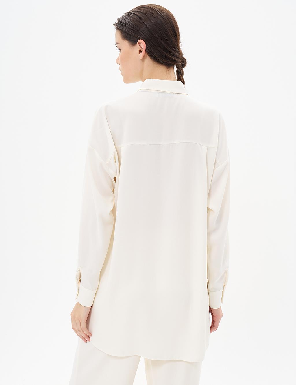 Basic Shirt Collar Tunic in Ecru