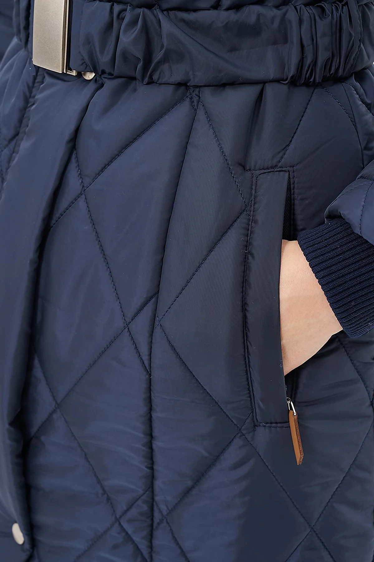 Dik Yaka Fermuar Detaylı Kapitoneli Anorak Mont Koyu Lacivert