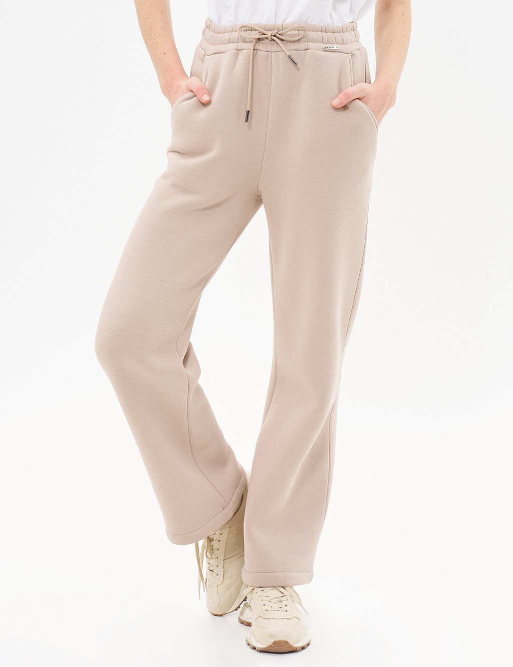 Elastic Waist 3-Piece Sweatpants in Stone