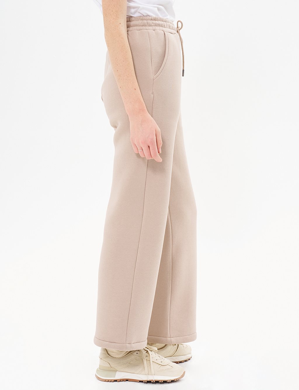 Elastic Waist 3-Piece Sweatpants in Stone