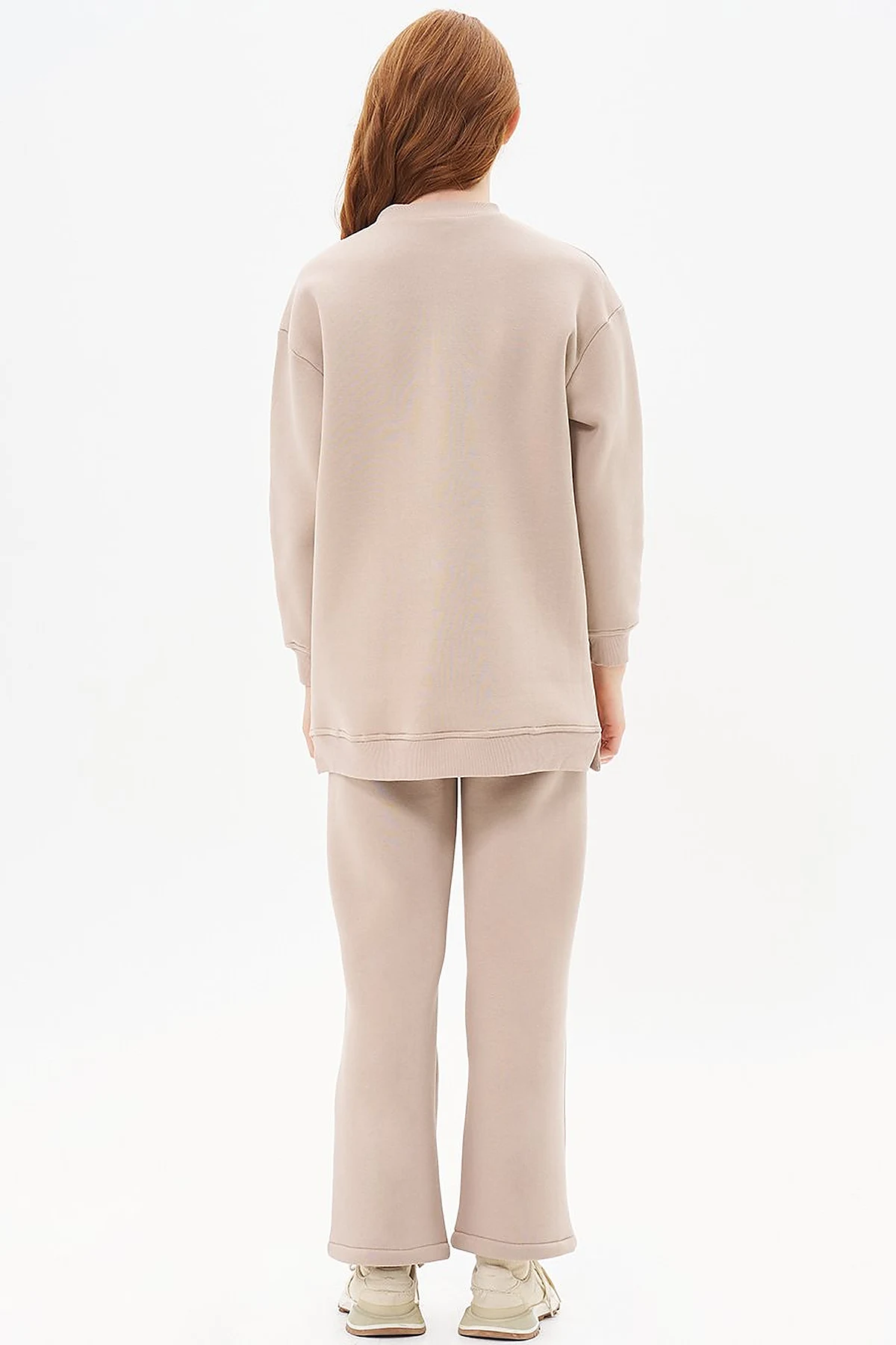 Round Neck 3-Piece Sweatshirt in Stone