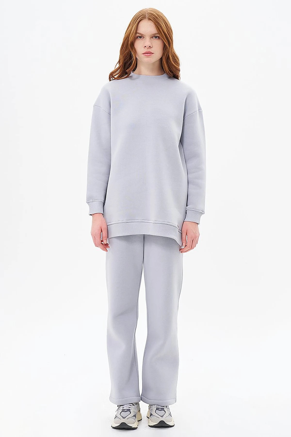 Round Neck 3-Piece Sweatshirt in Gray