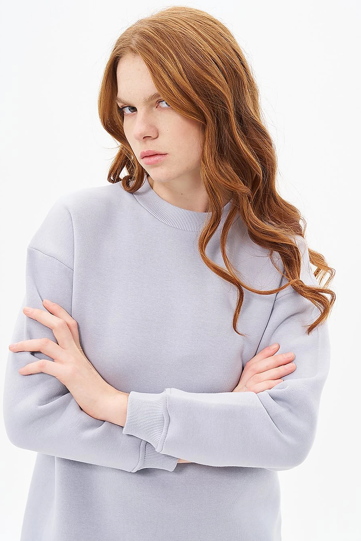 Round Neck 3-Piece Sweatshirt in Gray