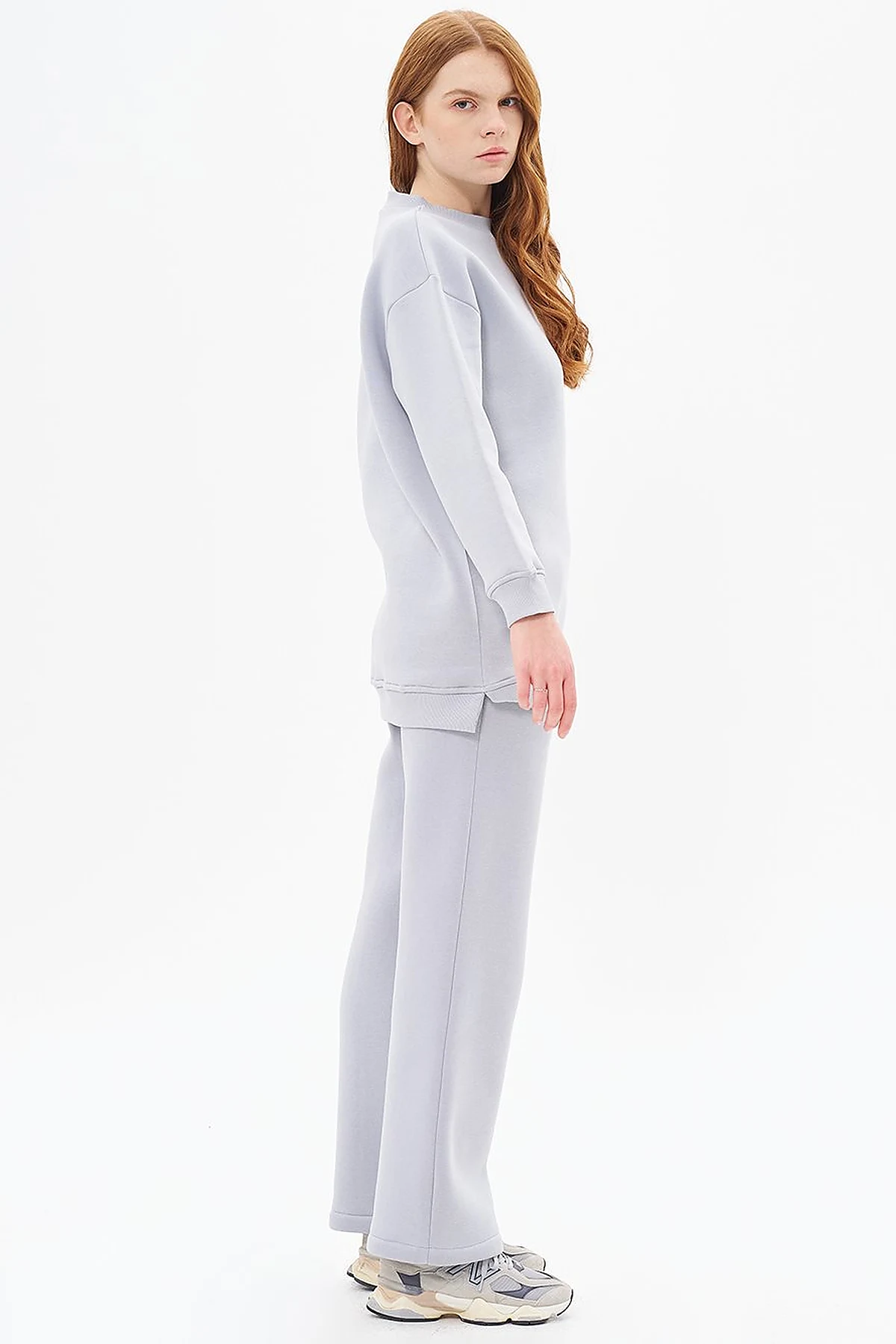 Round Neck 3-Piece Sweatshirt in Gray