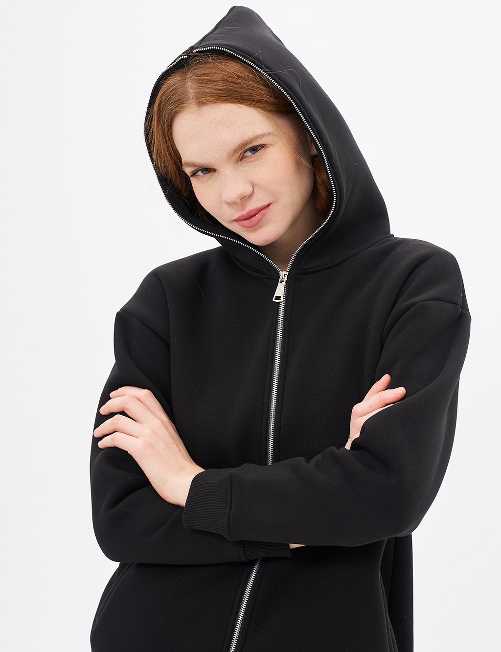 Hooded 3-Piece Sweatshirt in Black