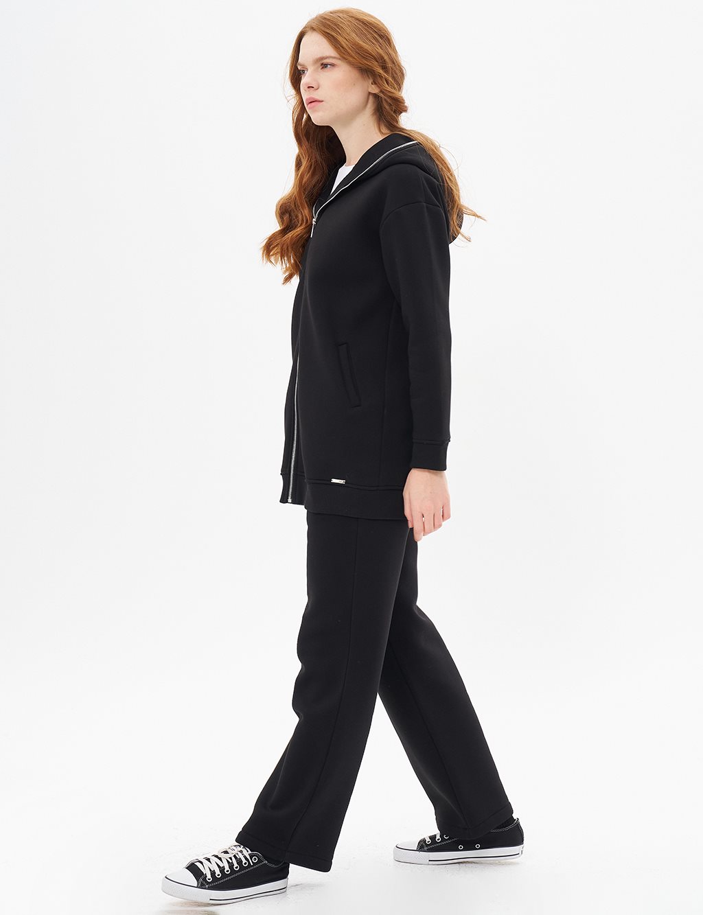 Hooded 3-Piece Sweatshirt in Black
