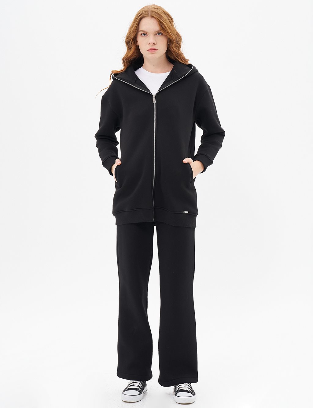 Hooded 3-Piece Sweatshirt in Black