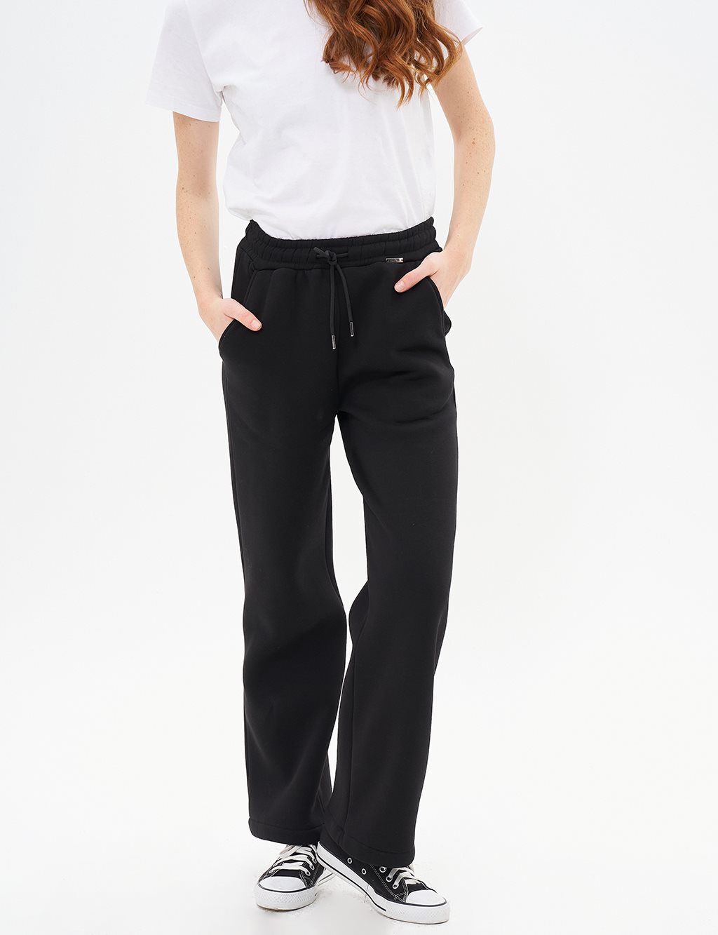 Beli Lastikli 3 İplik Pantolon Siyah