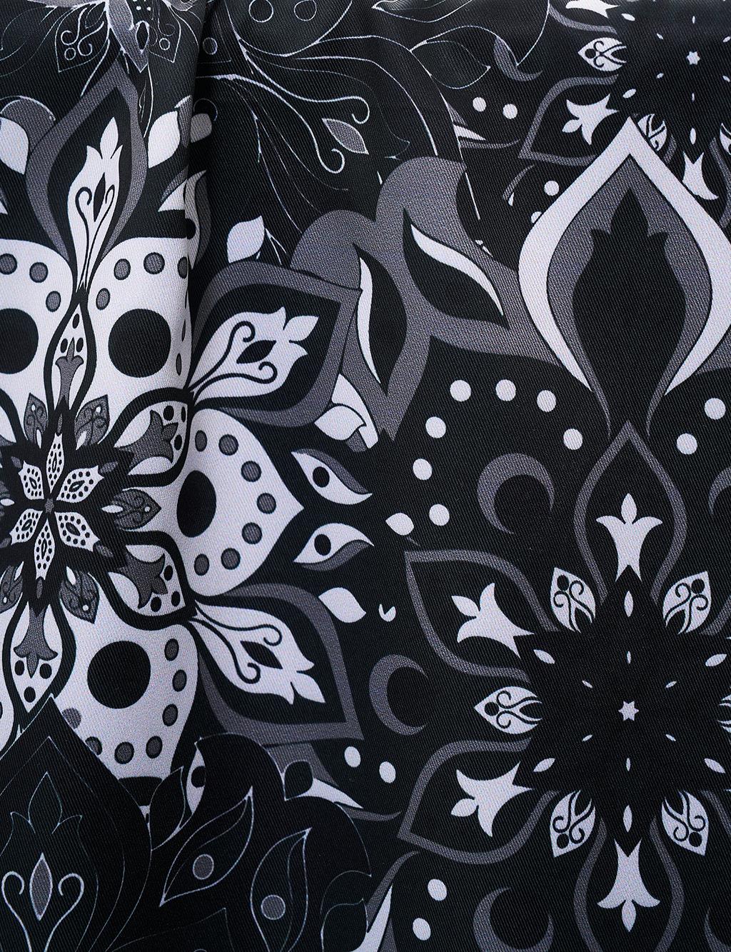 Flower Pattern Scarf Black