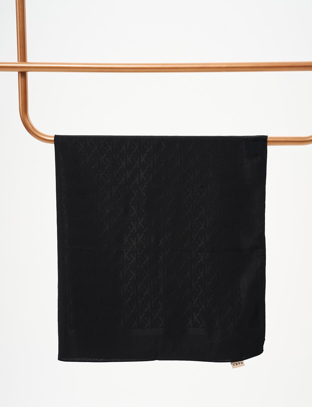 Logo Woven Scarf Black