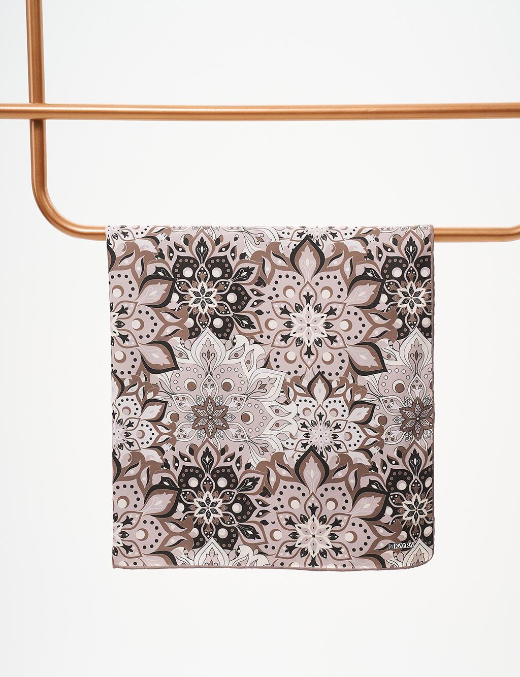 Flower Pattern Scarf Khaki