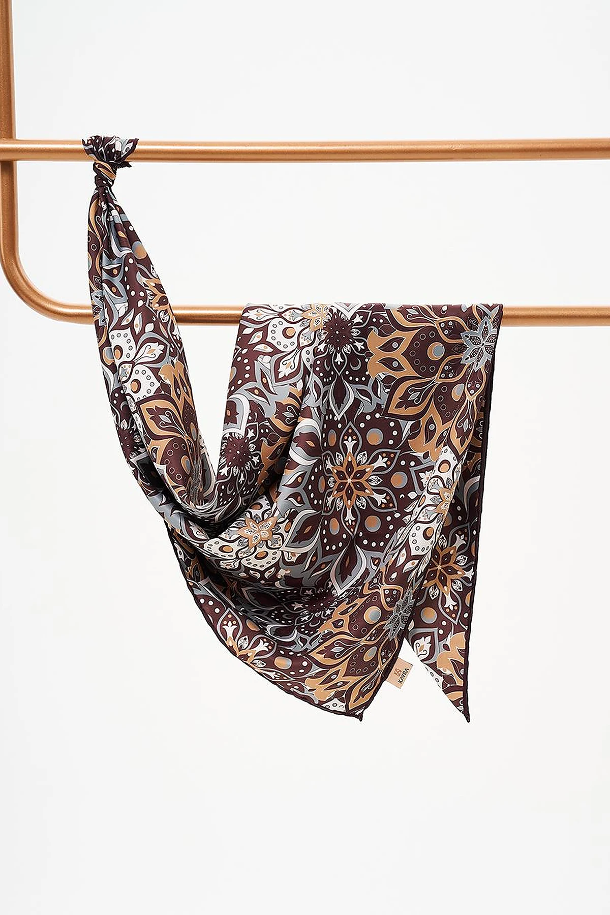 Flower Pattern Scarf Coffee-Camel
