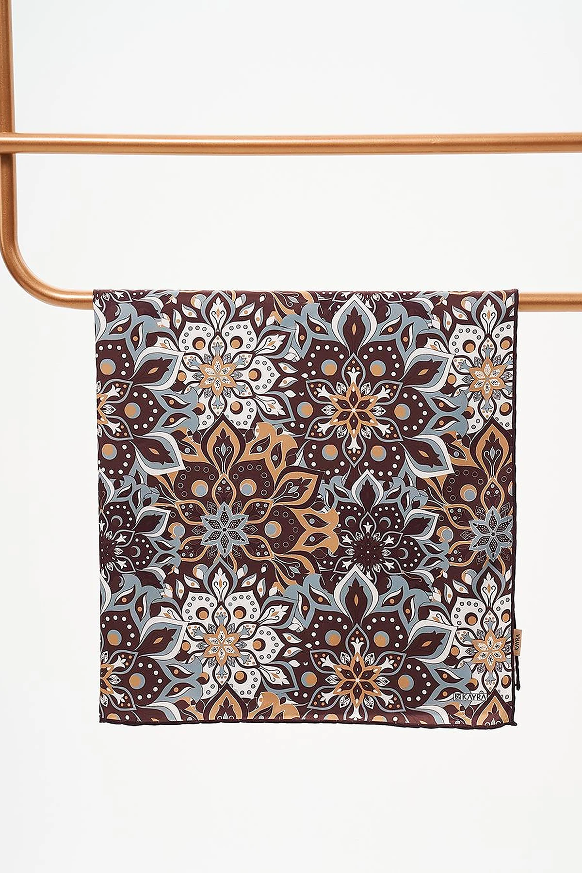 Flower Pattern Scarf Coffee-Camel