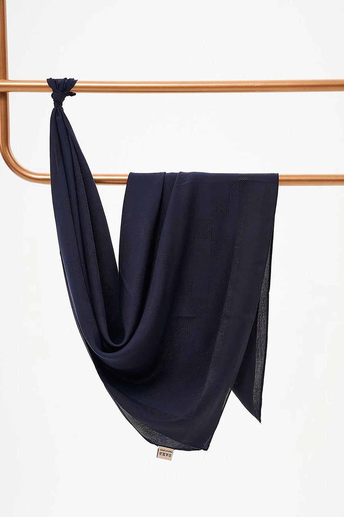 Patterned Woven Scarf Navy Blue