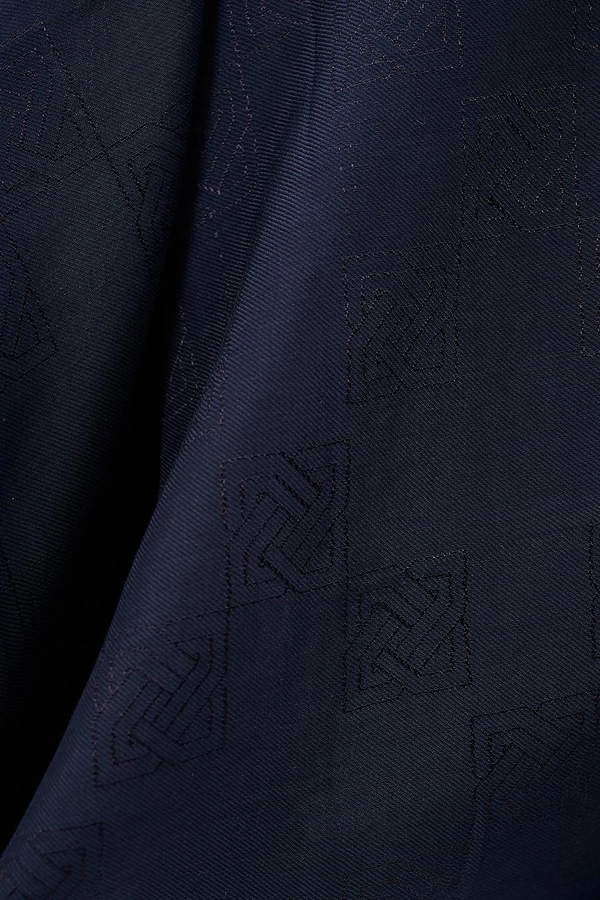 Patterned Woven Scarf Navy Blue