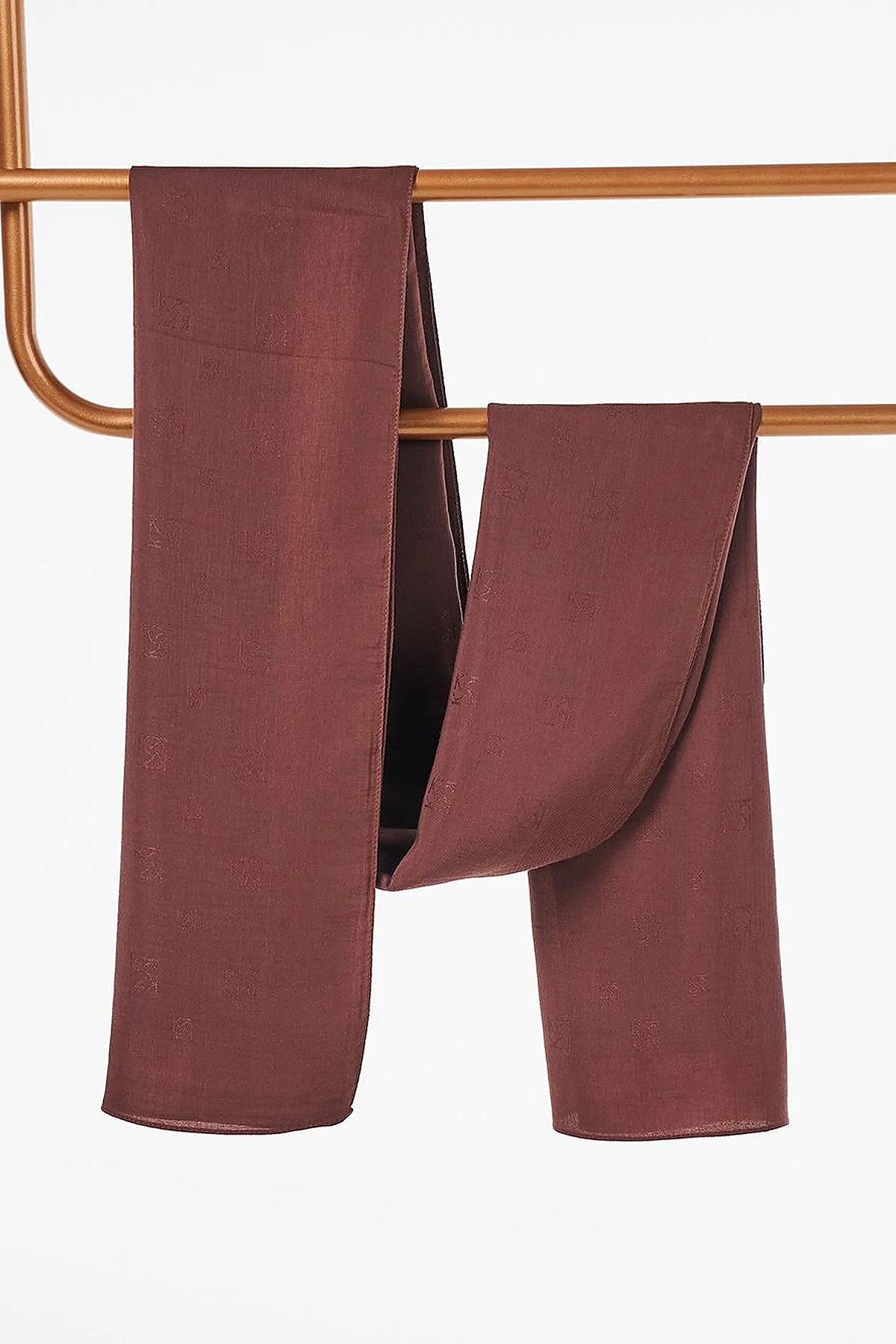 Cotton Blend Logo Shawl Bronze Brown