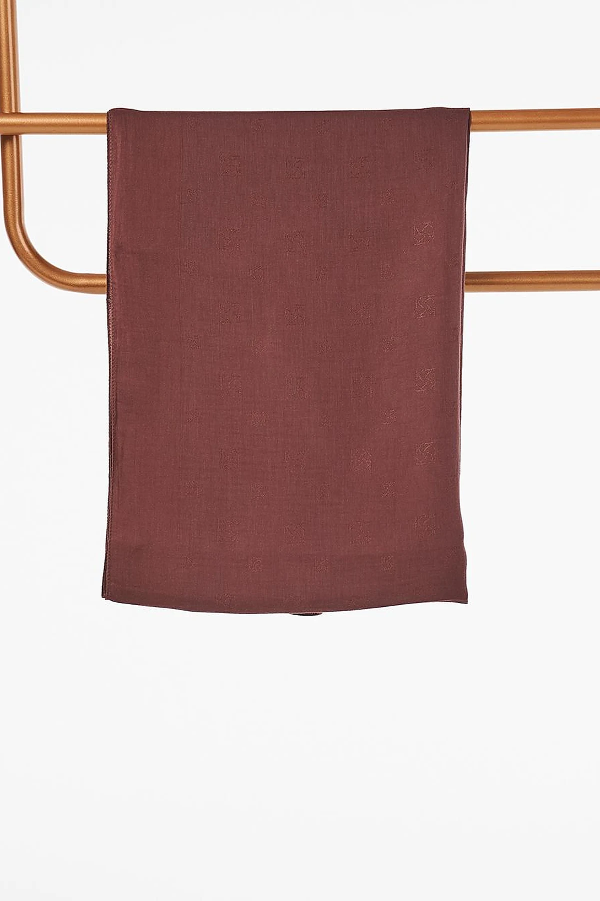 Cotton Blend Logo Shawl Bronze Brown