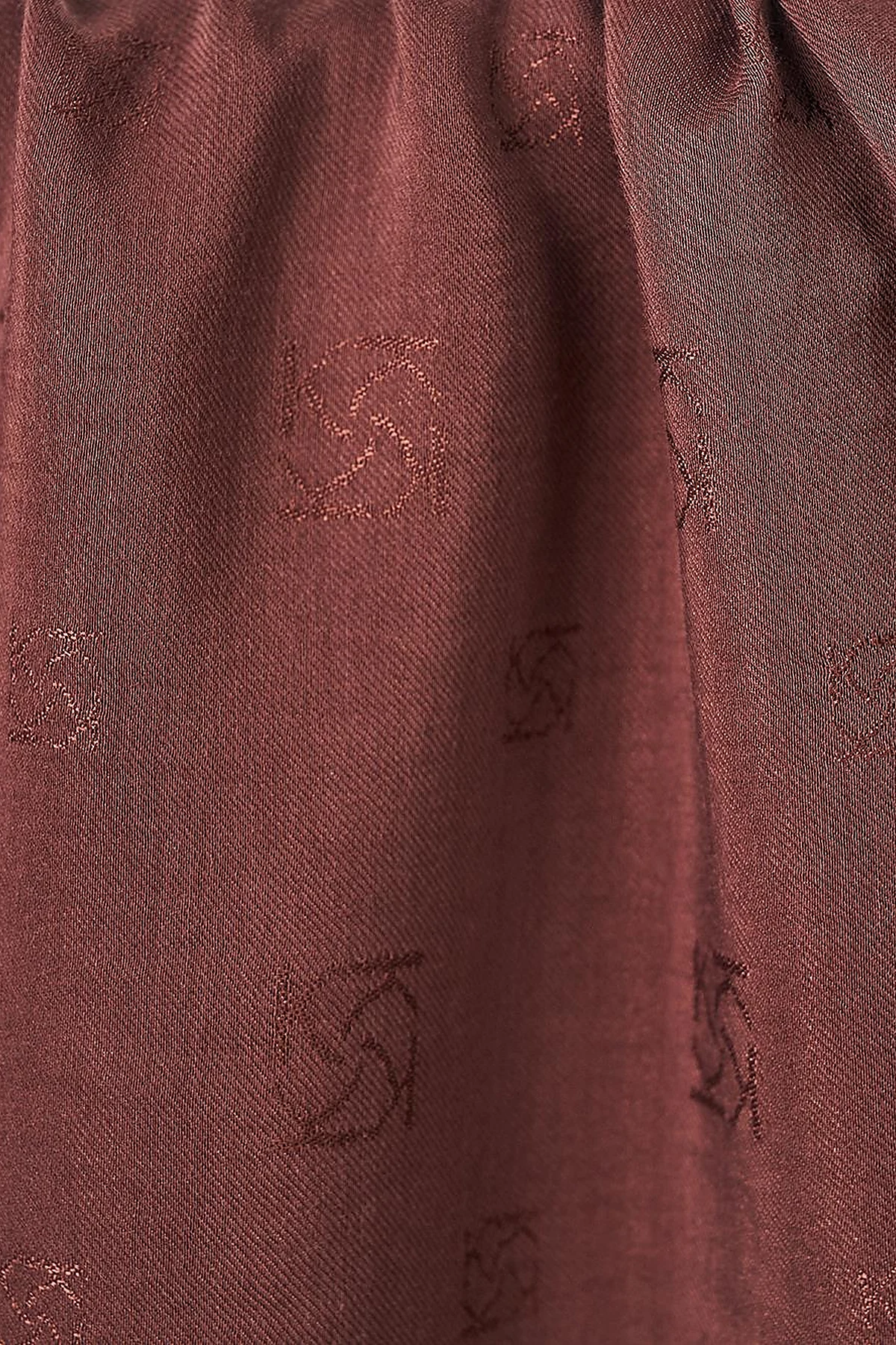 Cotton Blend Logo Shawl Bronze Brown