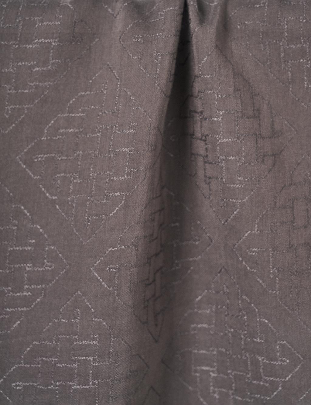 Geometric Patterned Cotton Blend Shawl Anthracite 