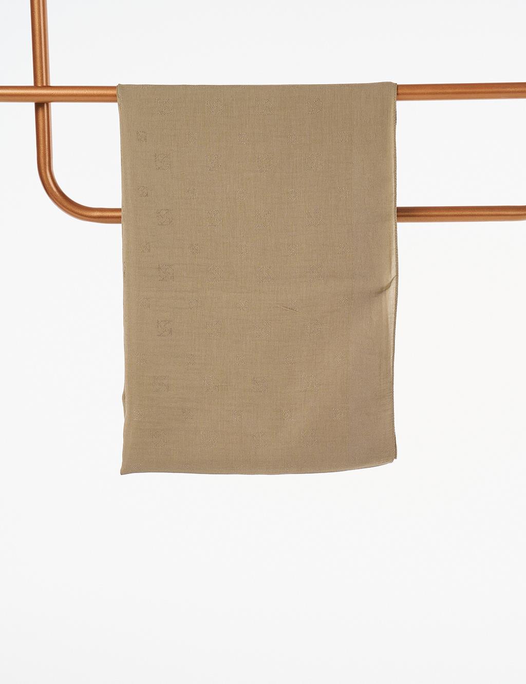 Cotton Blend Logo Shawl Khaki