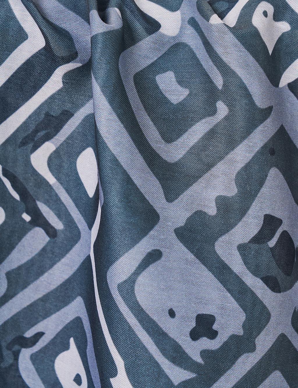 Square Patterned Digital Print Shawl Anthracite