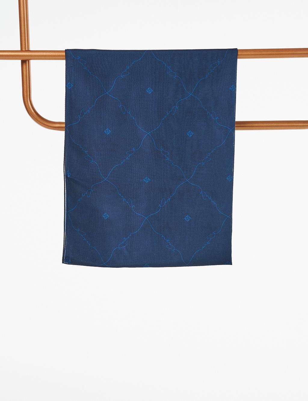 Special Series Monogram Shawl Navy Blue-Indigo