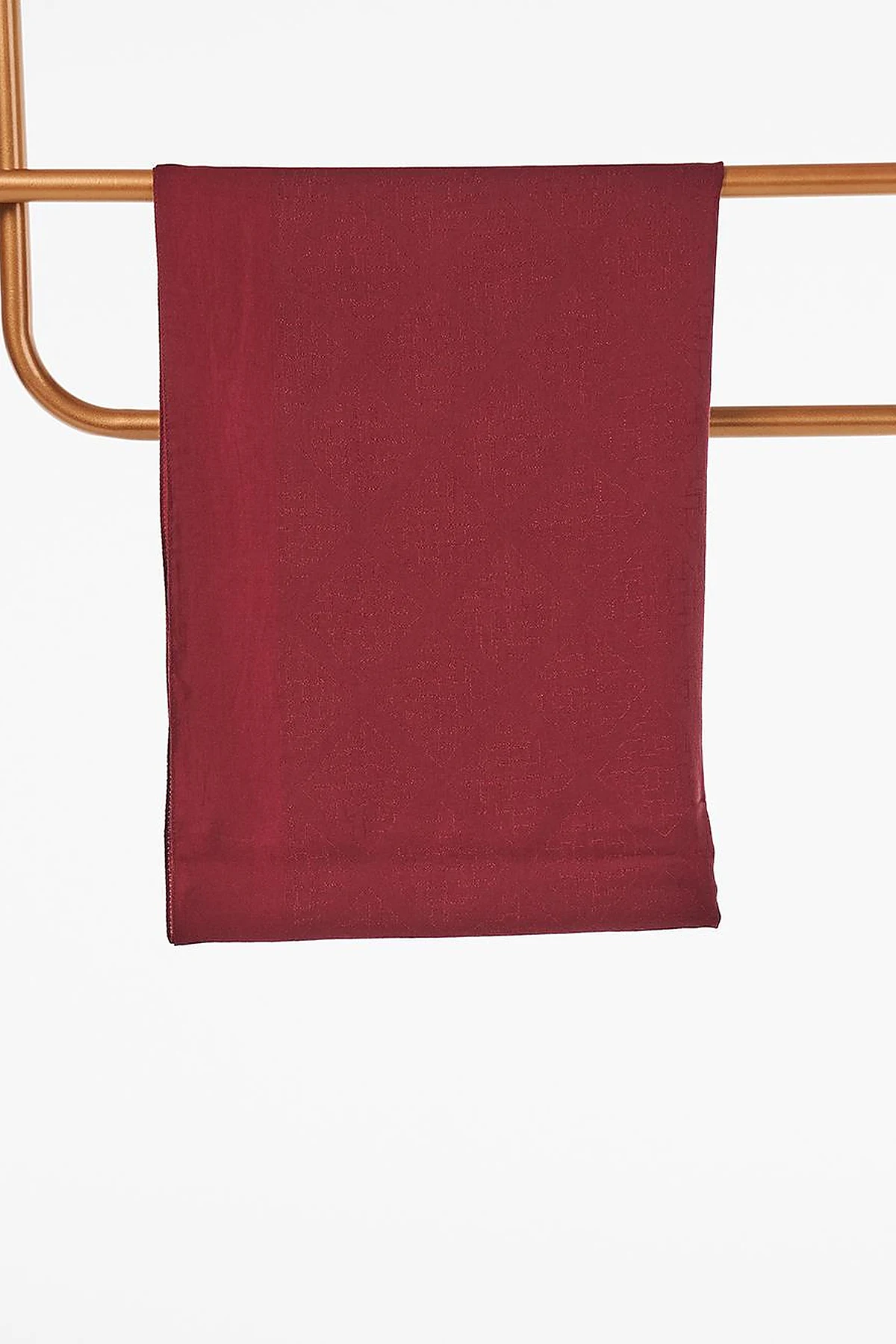 Geometrik Desenli Lyocell Şal Bordo 