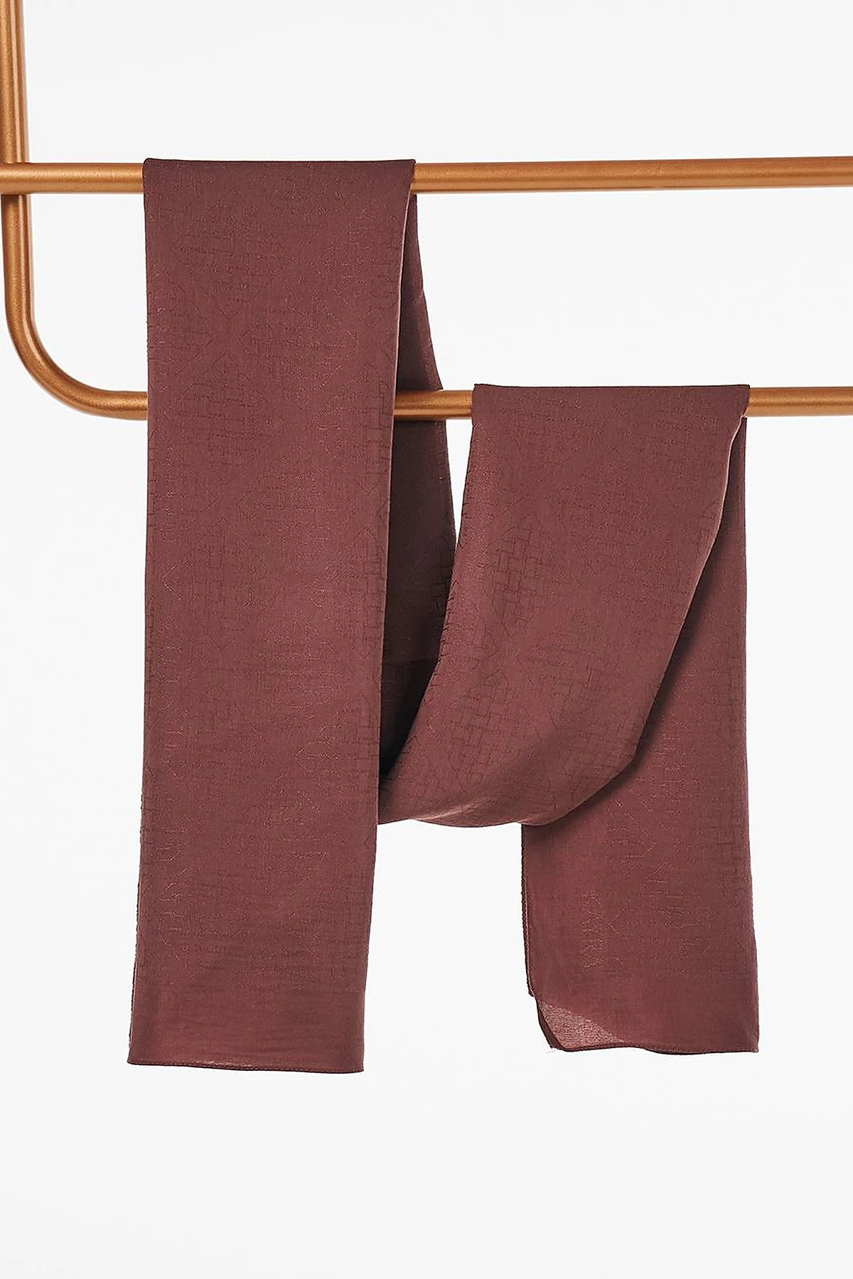 Geometrik Desenli Lyocell Şal Bronze Brown 