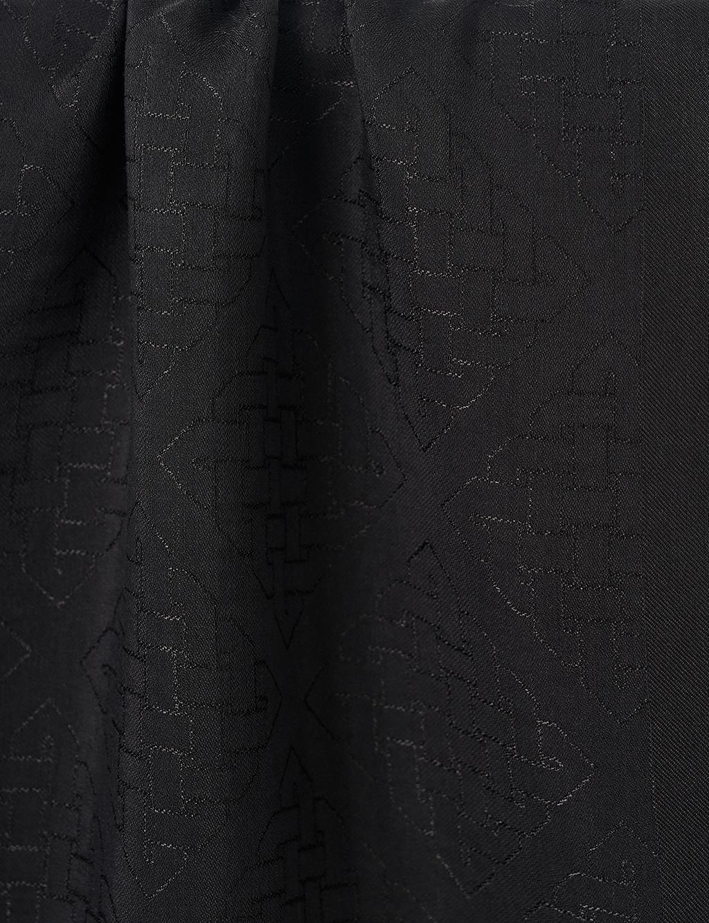 Geometric Patterned Cotton Blend Shawl Black