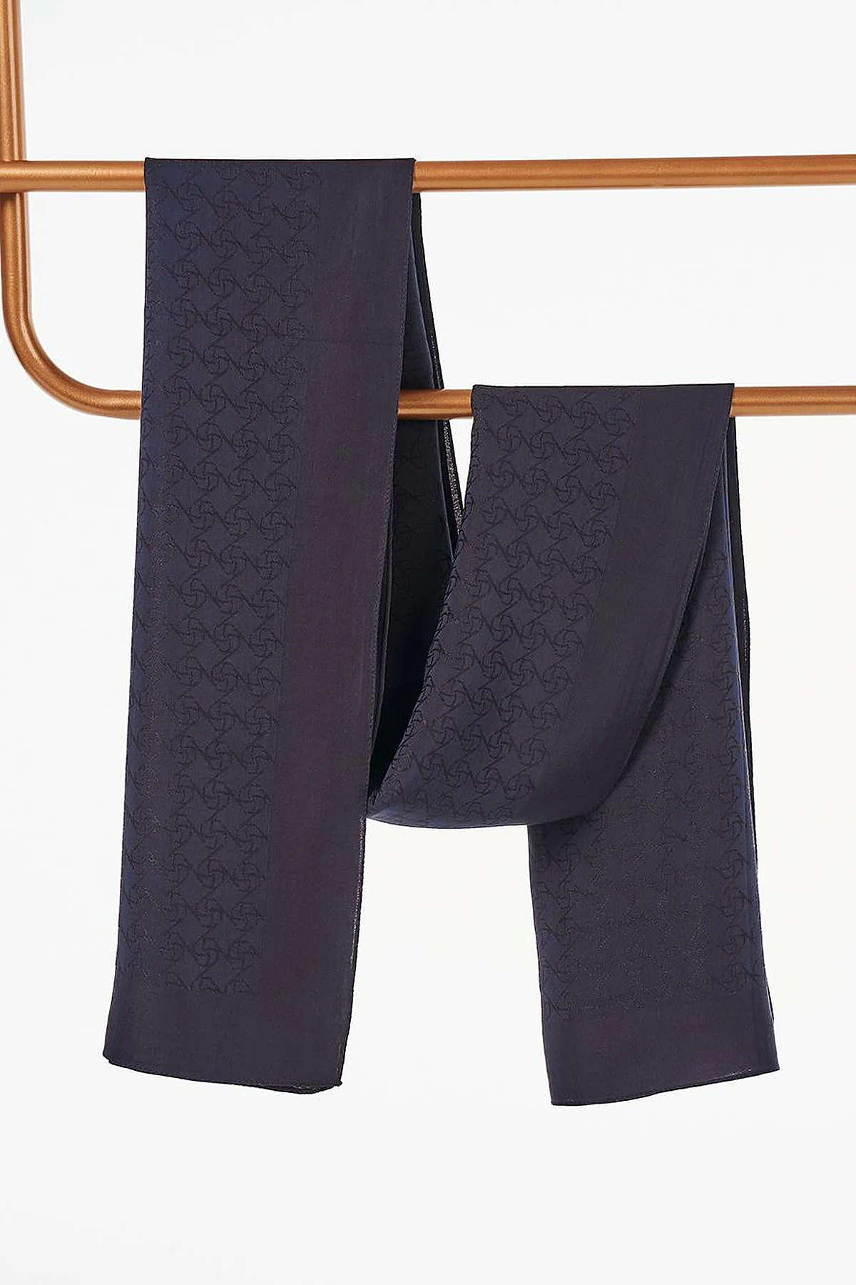 Cotton Blend Natural Shawl Navy Blue