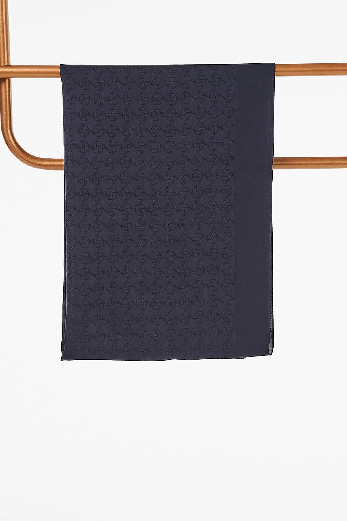 Cotton Blend Natural Shawl Navy Blue