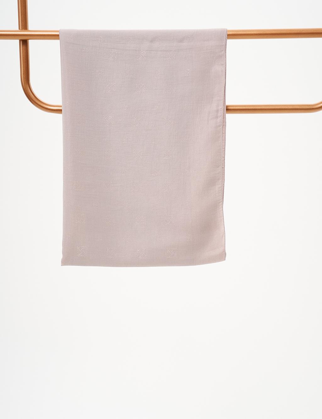 Cotton Blend Logo Shawl Gray