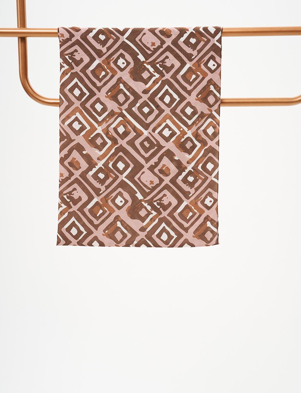 Square Pattern Digital Print Shawl Khaki