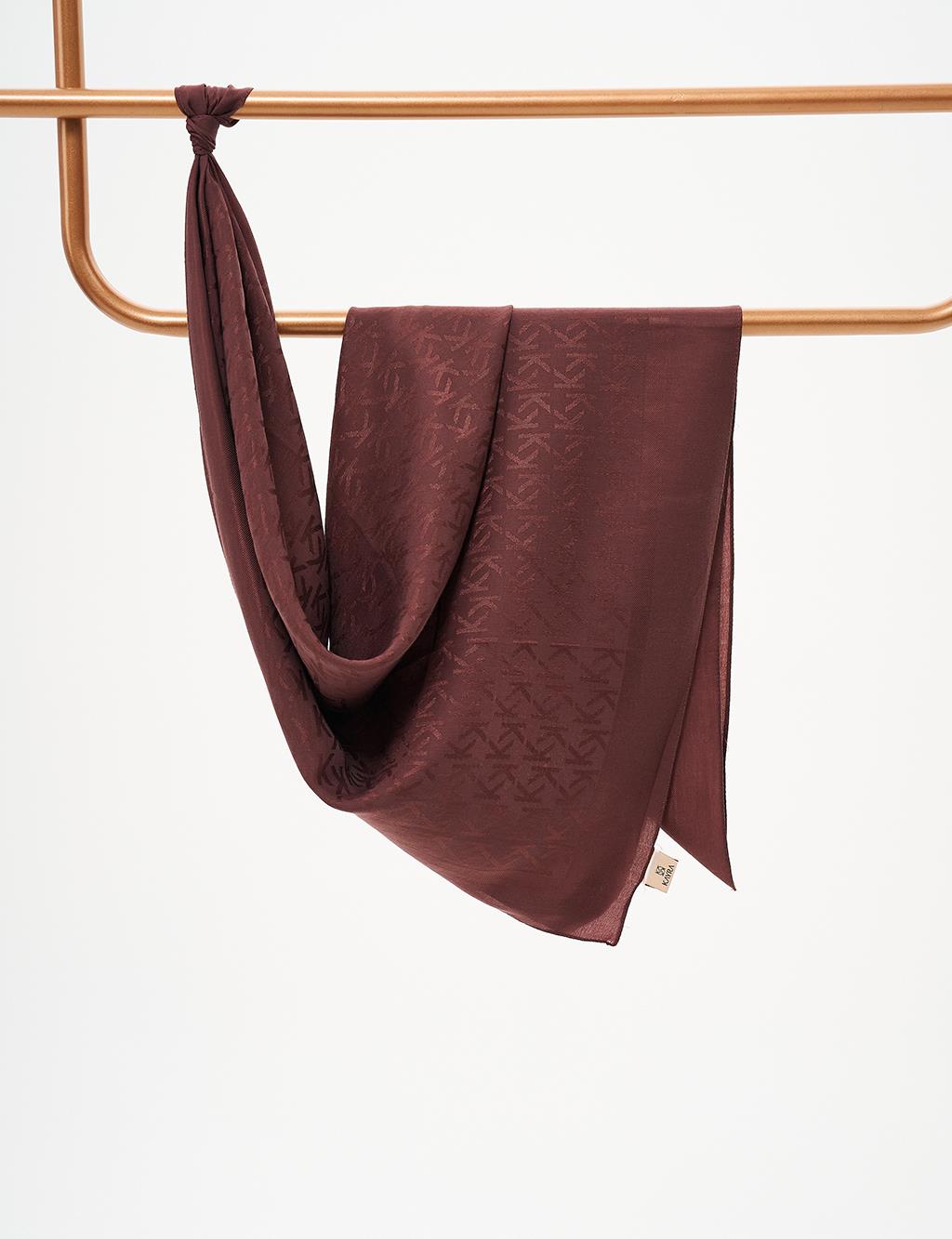 Logolu Dokuma Eşarp Bronze Brown