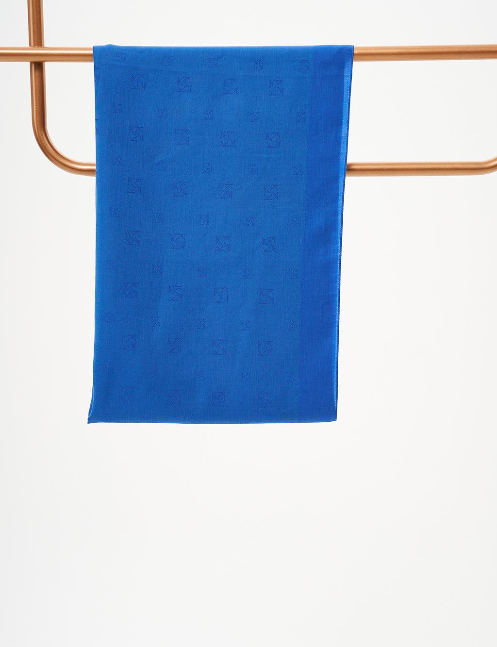 Cotton Blend Logo Shawl Indigo