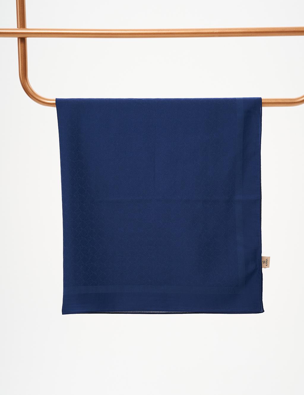 Cotton Monogram Scarf Navy Blue