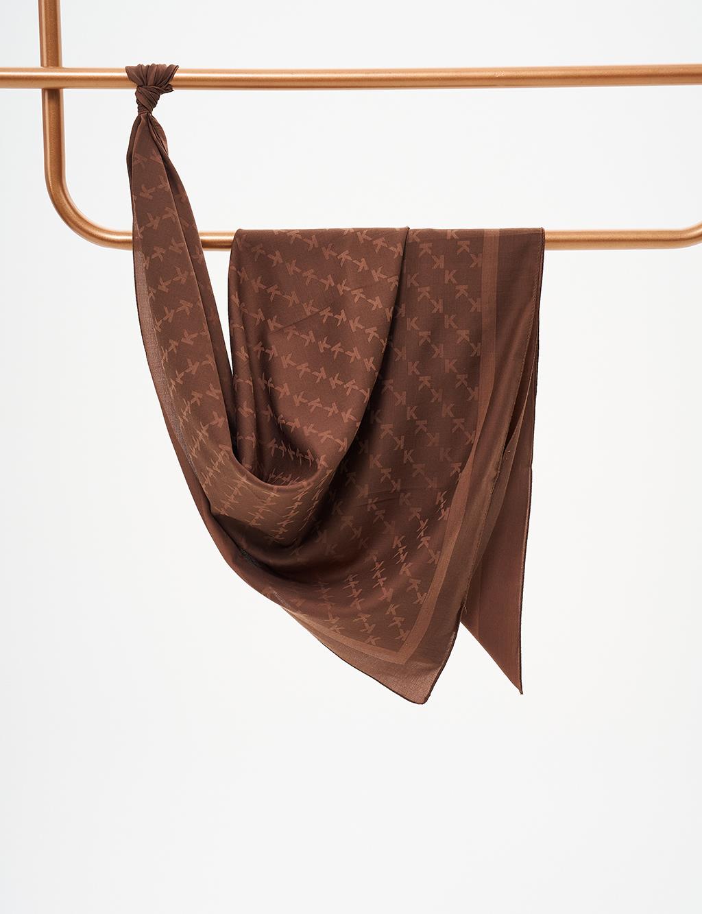 K Logo Woven Scarf Dark Brown