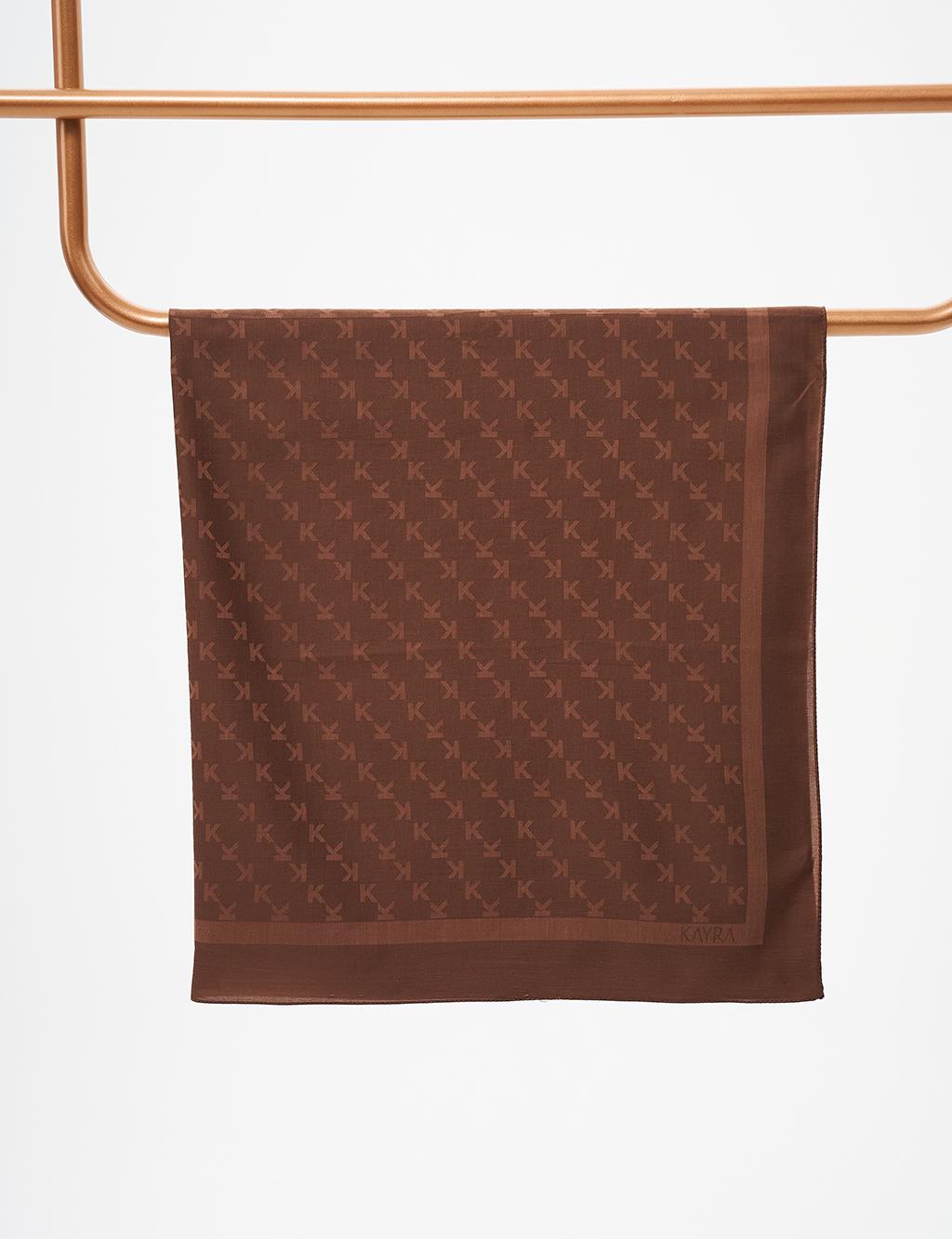 K Logo Woven Scarf Dark Brown
