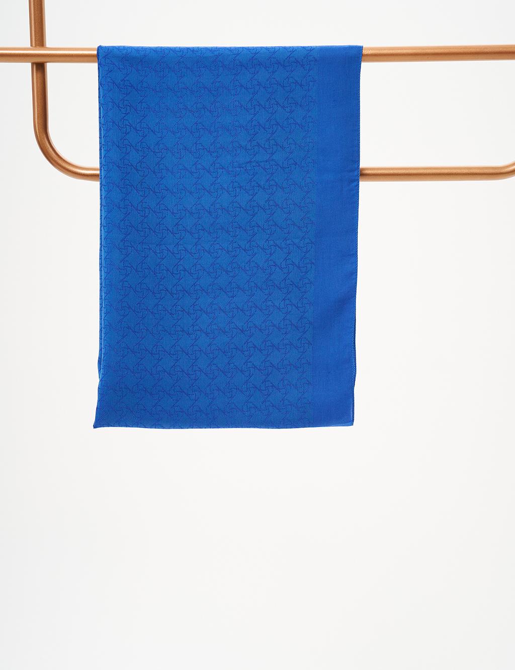 Cotton Blend Natural Shawl Indigo