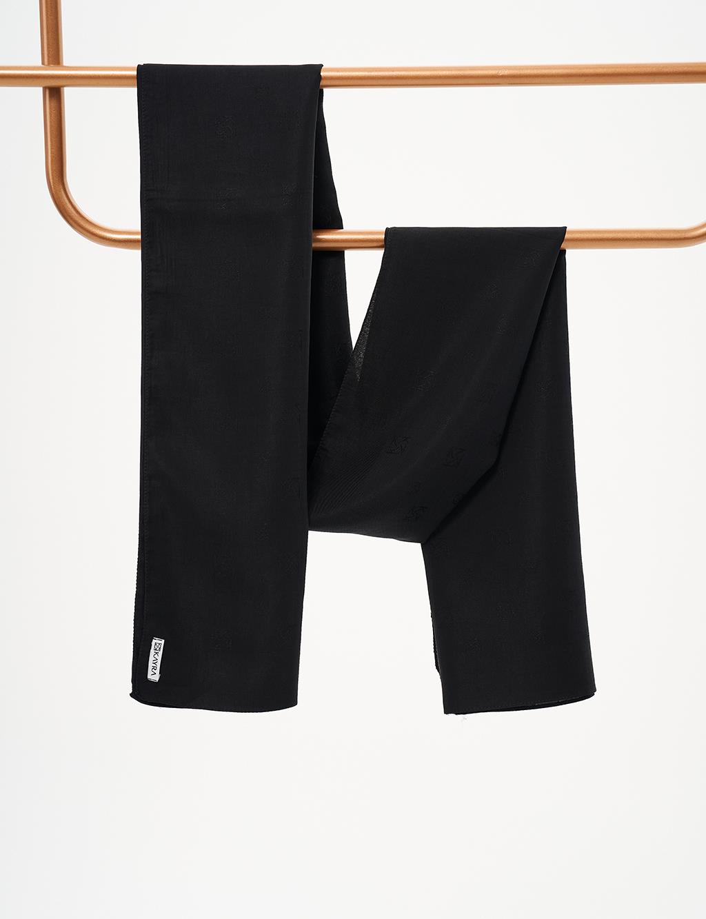 Cotton Blend Logo Shawl Black