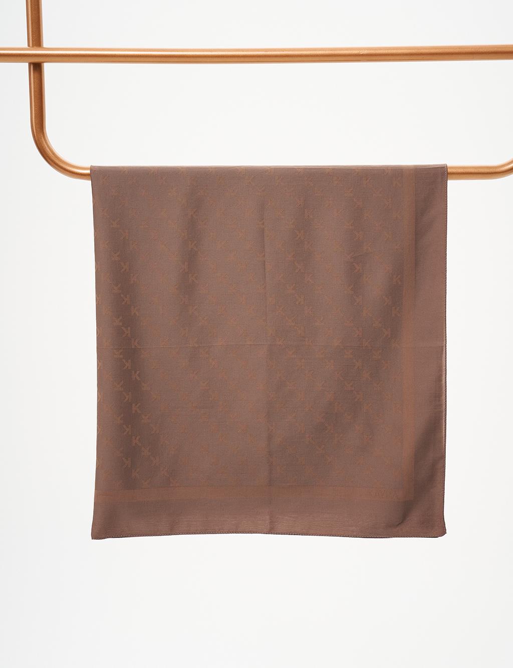 K Logo Woven Scarf Brown