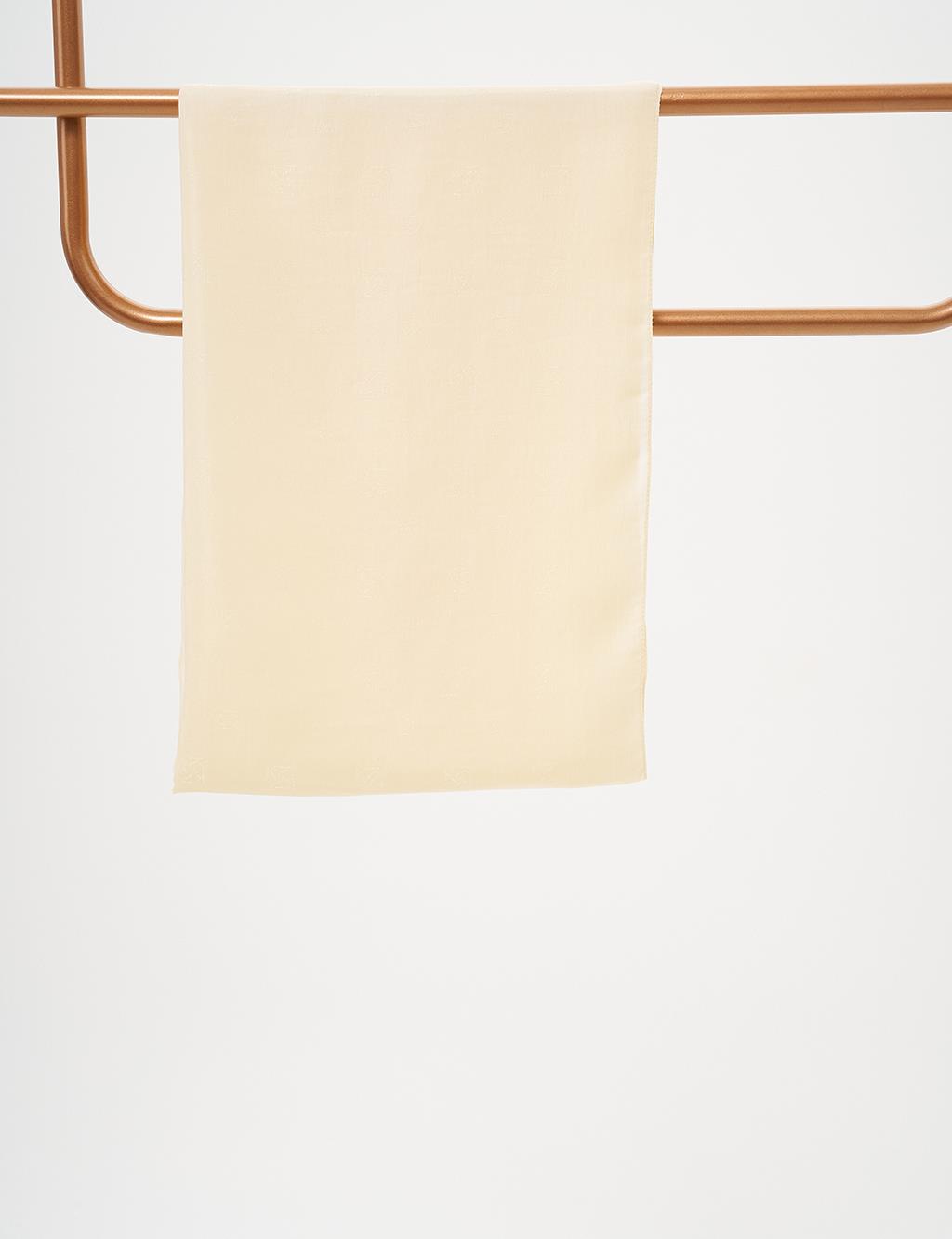 Cotton Blend Logo Shawl Cream