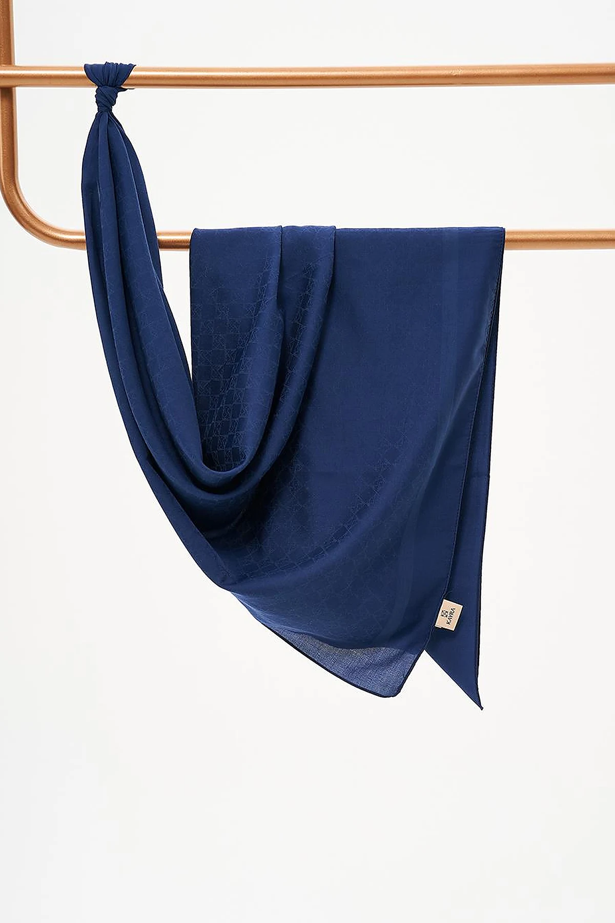 Cotton Monogram Scarf Navy Blue