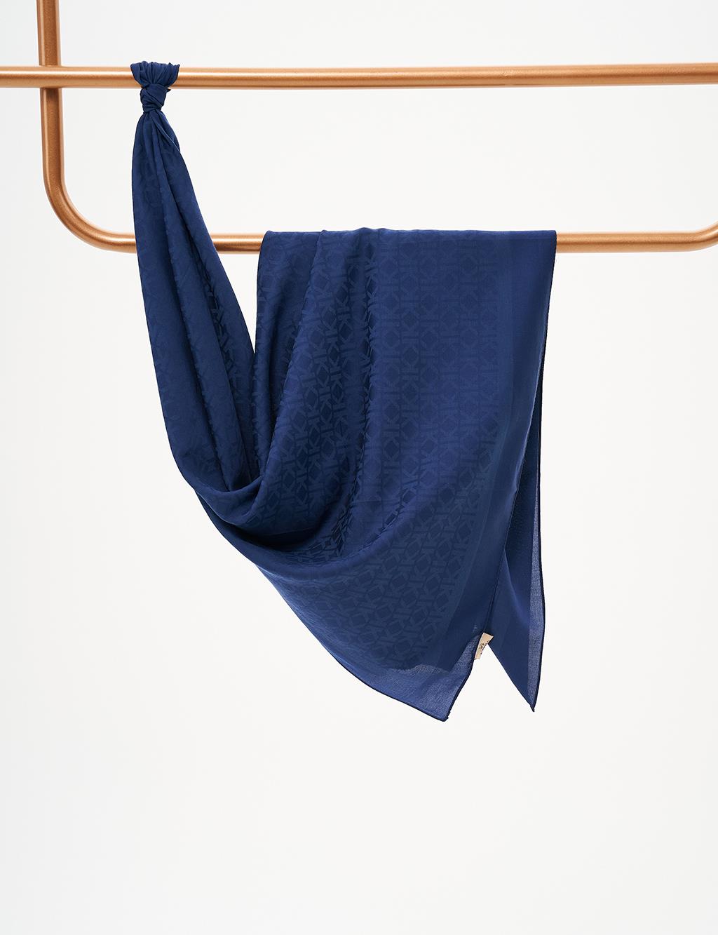 Cotton K Logo Scarf Navy Blue