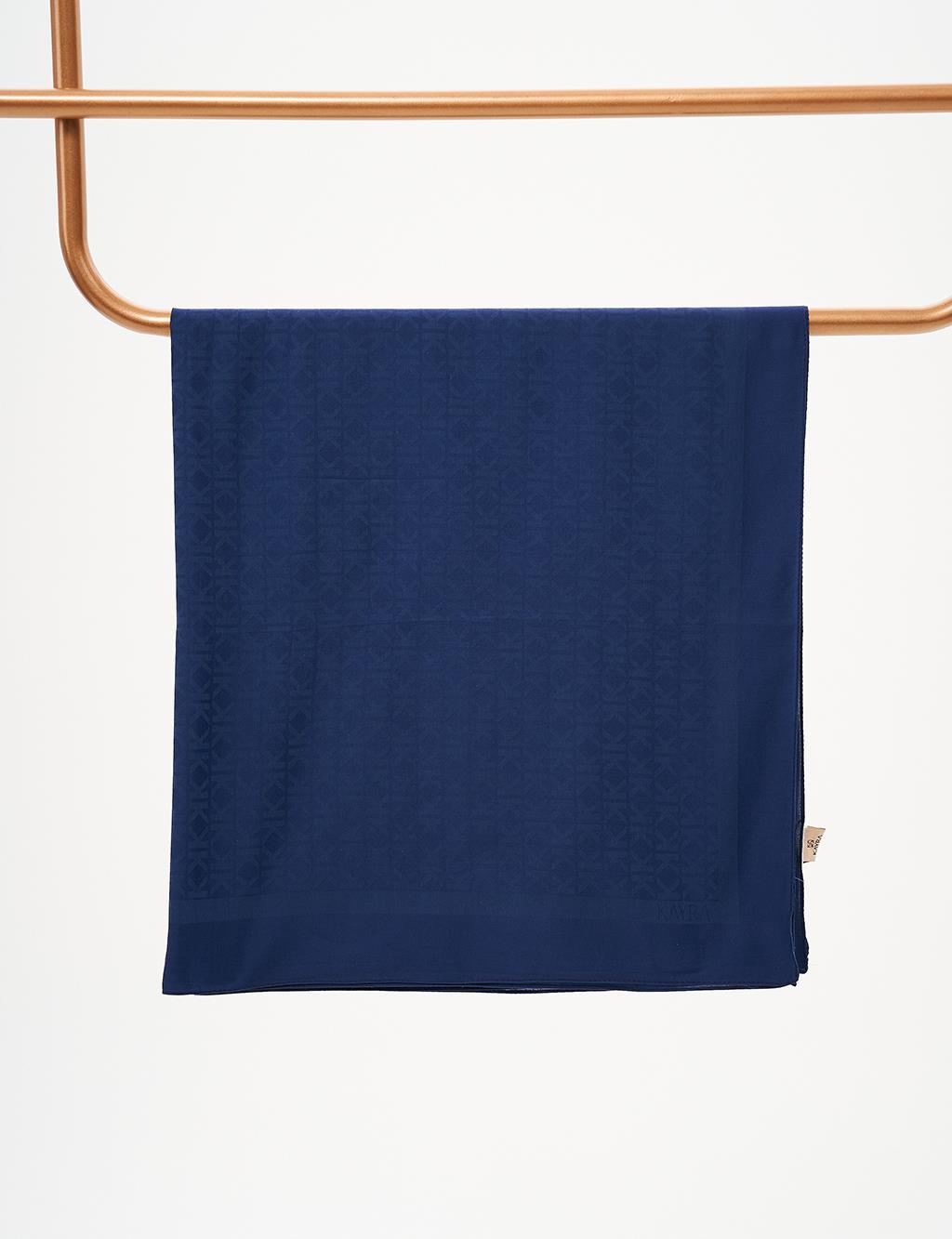 Cotton K Logo Scarf Navy Blue