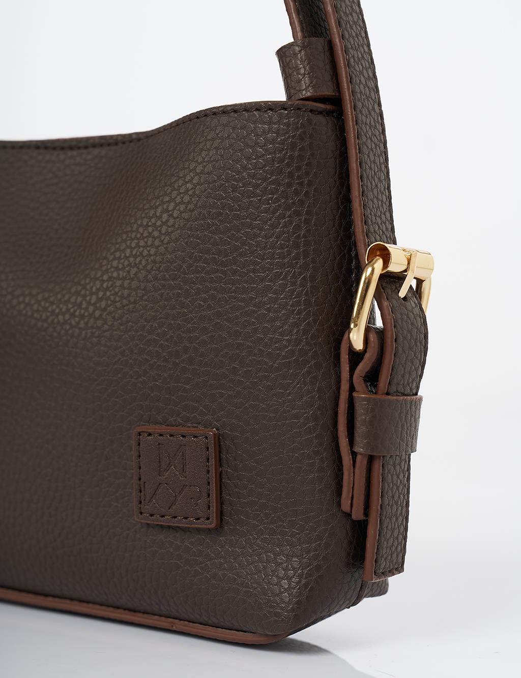 Handle Faux Leather Shoulder Bag Bitter Coffee