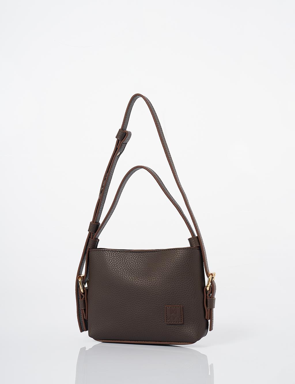 Handle Faux Leather Shoulder Bag Bitter Coffee