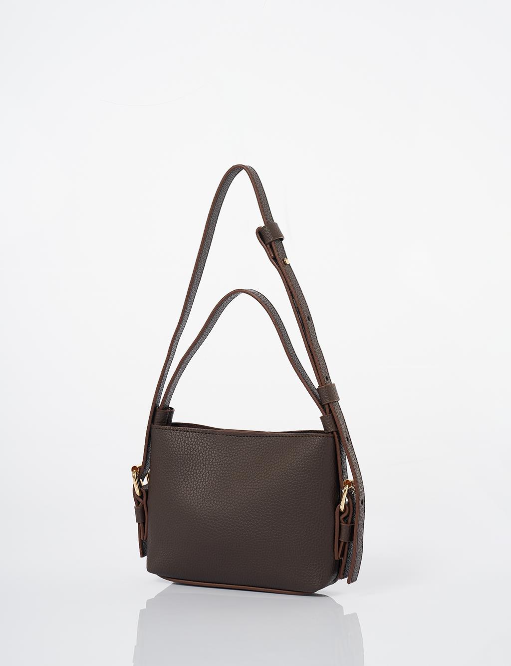 Handle Faux Leather Shoulder Bag Bitter Coffee