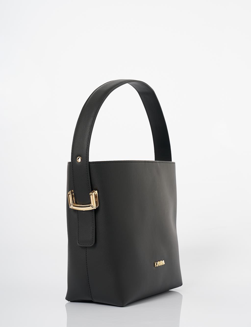 Bag with Metal Buckle Detail - Black