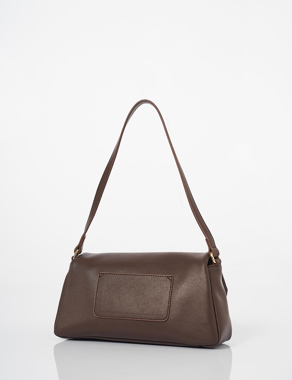 Covered Faux Leather Shoulder Bag Bitter Coffee